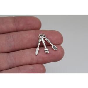 Sterling Silver Oxidized Utensil Charm